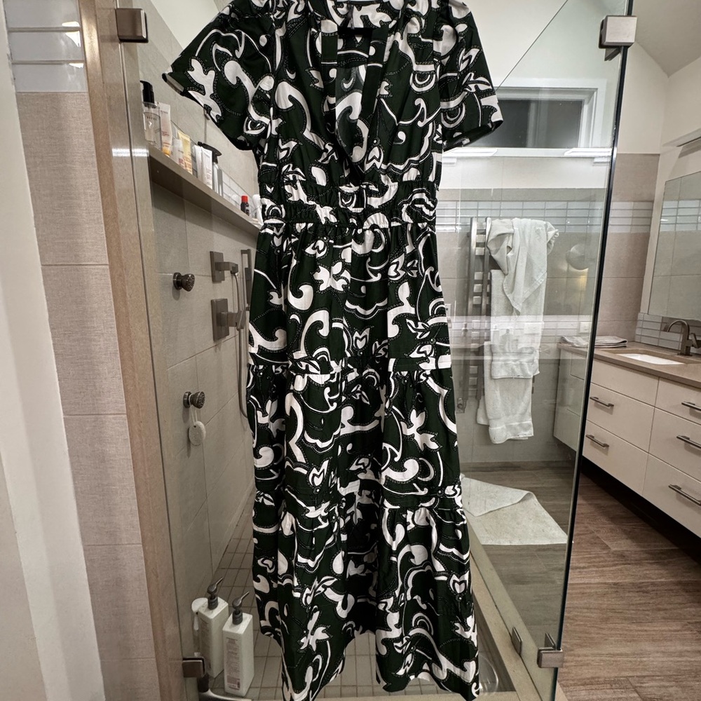 Anthropologie Black and White Ruffled Wrap Maxi Dress / NWOT